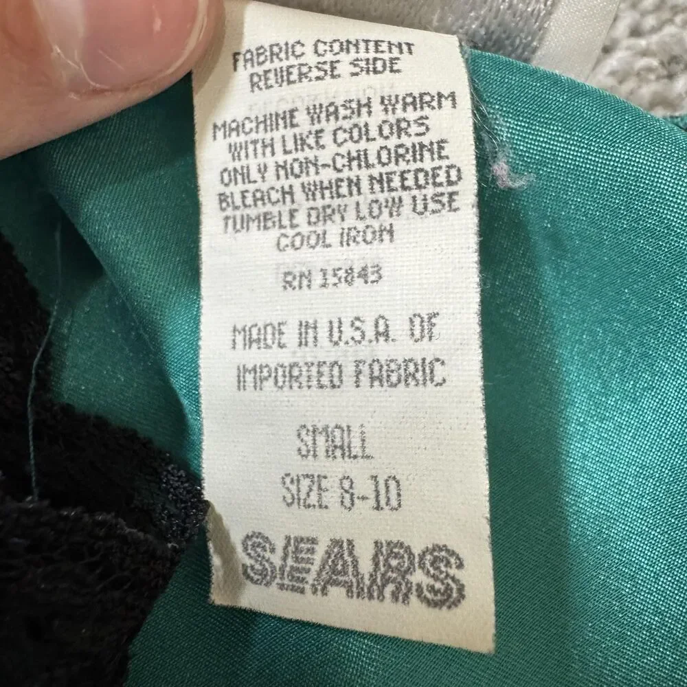 VINTAGE Inner Most Slip Womens Small Teal Lace Satin Chemise USA Sears Cami 90s